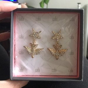 Cabi Gold Rhinestone Star Dangle Earrings